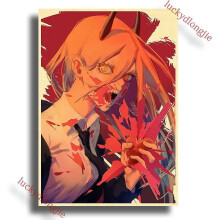 (42x30cm(a3), 28) Chainsaw Man Anime Poster Retro Kraft Paper Vintage Home Decor Painting Living Picture Gift Wall Stickers Cafe Decor Art Wal