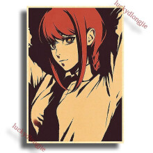 (42x30cm(a3), 47) Chainsaw Man Anime Poster Retro Kraft Paper Vintage Home Decor Painting Living Picture Gift Wall Stickers Cafe Decor Art Wal