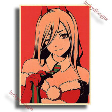 (42x30cm(a3), 50) Chainsaw Man Anime Poster Retro Kraft Paper Vintage Home Decor Painting Living Picture Gift Wall Stickers Cafe Decor Art Wal