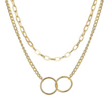 (Ipa0683-1) Thick Chain Toggle Clasp Necklaces Mixed Linked Circle Necklaces For Women Minimalist Choker Necklace Hot Jewelry
