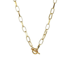 (Ipa0491-1) Thick Chain Toggle Clasp Necklaces Mixed Linked Circle Necklaces For Women Minimalist Choker Necklace Hot Jewelry