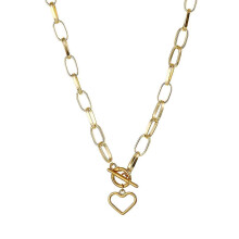 (Ipa0490-1) Thick Chain Toggle Clasp Necklaces Mixed Linked Circle Necklaces For Women Minimalist Choker Necklace Hot Jewelry