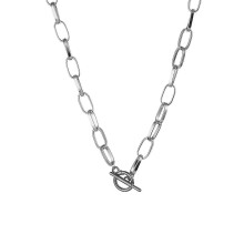 (Ipa0491-2) Thick Chain Toggle Clasp Necklaces Mixed Linked Circle Necklaces For Women Minimalist Choker Necklace Hot Jewelry