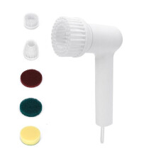 (White) Electric Cleaning Brush with 5 Replacement Brush Heads Kit Household