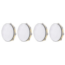 4X Tambourine for Adults 10 Inch Hand Held Drum Bell Birch Metal Jingles Percussion Gift Musical Educational Instrument