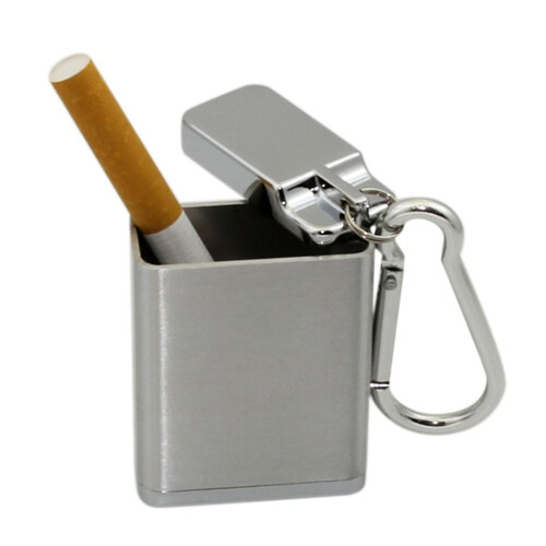 (Black) Small Lighter Cigarette Ashtray with Key Chain Smoking Accessories Portable 1