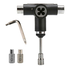 (Black) All-in-One Skate Tool Long Fish Board Repair Tool for T/L for Head Spanner Screw