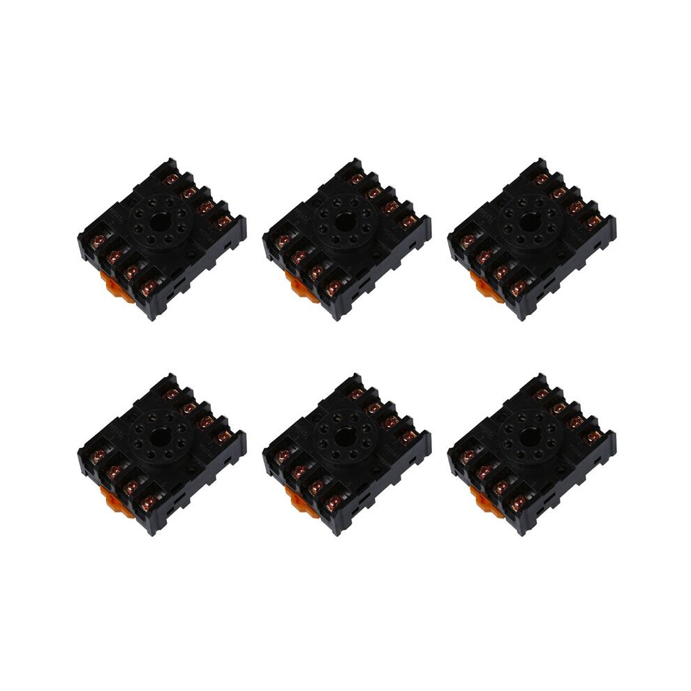 6X New 8 Round Pin 8-Pin Pf083a Relay Base Socket Black 6033391838109