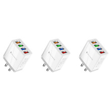 3X 4 USB Fast Charging Adapter,with LED Light Fast Charge Charger 5V3A Charger Type-C QC3.0 Fast Charge Adapter(US Plug)