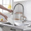 (Chrome) Kitchen Mixer Tap 360Swivel, Modern High Arc Single Handle Spring Kitchen Sink Faucet with Pull Out Spray Head2-Modes Spray 5