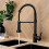 (Black) Kitchen Mixer Tap 360Swivel, Modern High Arc Single Handle Spring Kitchen Sink Faucet with Pull Out Spray Head2-Modes Spray 2