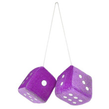 (Purple) Plush Dices Hanging Ornament New Year Decoration Pendant Rearview Mirrors