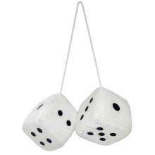 (White) Plush Dices Hanging Ornament New Year Decoration Pendant Rearview Mirrors