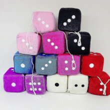 (Green white) Plush Dices Hanging Ornament New Year Decoration Pendant Rearview Mirrors