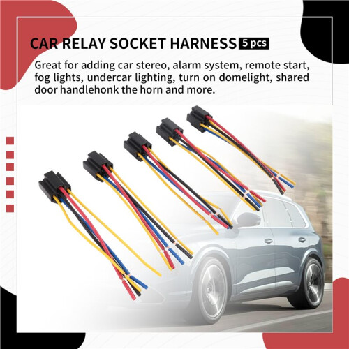 5 Pcs 5 Pin Wires Cable Relay Socket Harness Connector  12V for Car Auto 1
