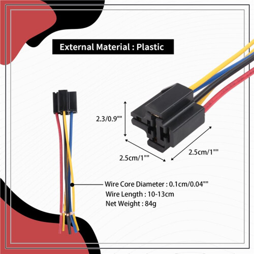 5 Pcs 5 Pin Wires Cable Relay Socket Harness Connector  12V for Car Auto 2
