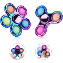 Baicccf 2 Pack Pop Fidget Spinner, Push Simple Fidget Popper Spinner, Metal-Looking Pop Bubble Fidget Hand Spinner compatible  Stress Relief, Bulk Sen