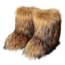 (43, Brown) NEW Women's Faux fur Boot, Furry Fluffy Short Snow Boot
