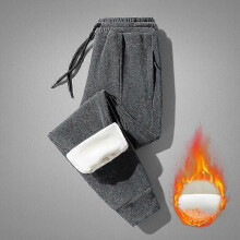 (3XL, Grey) Casual Winter Oversized Pants, Men's Warm And Sanitary Pants, Sports Cotton Pants, Plush And Thickened Pants