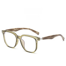 (Transparent Green)Anti Blue Light Retro Wooden Pattern Square Glasses With Resin Lenses For Women Stylish