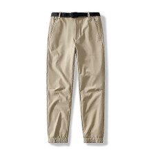 (4XL, Khaki) Outdoor Hiking Pants in Winter, Windproof, Waterproof, And Fleece Warm, Men's Straight Leg Pants