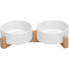 Dog Bowl And Bowl Set Ceramic Dog And Cat Bowl Set with Wooden Stand, Modern And Cute Weighted Food Water Set for Small Dogs (0.38 Kg) And Medium Dogs