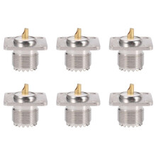 6X UHF SO-239 Femminile Jack Quadrato Solder Cup Coassiale Connettore per Ham Radio