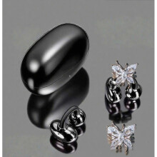 (Black) New Butterfly Earrings Bluetooth Earbuds Clip on Wireless Sports Headsets