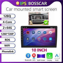 (10in2-64-CP) BOSSCAR 4core 2 Din Car Radio Androidauto Carplay Android 11 4G GPS Car Audio 7"/9"/10" WIFI BT IPS Automotive Multimedia Player