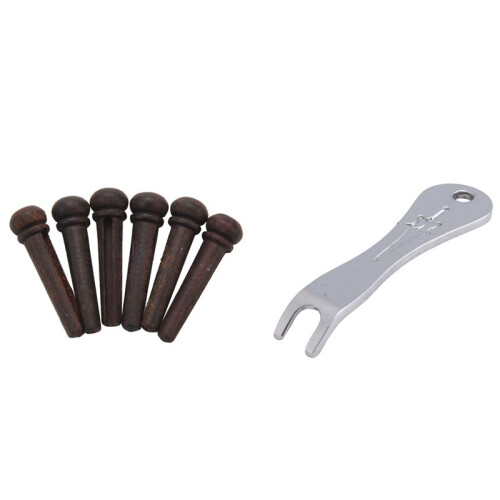 1PCS Acoustic Guitar Ukulele String Bridge Pin Puller Pulling Remover Tool with 6PCS Guitar Bridge Pins End Pin Set