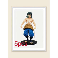 (W-5PCS) Hot Blooded Anime Ghost Slayer Character Zaomen Charcoal Jiro Zaomen You Bean Figurine PVC Model Desktop Decoration Ornament