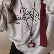 (Red) Mini and Compact Leather Hanging Neck Coin Purse Necklace Niche Design Headphone Bag Long Sweater Chain Accessory Women Men