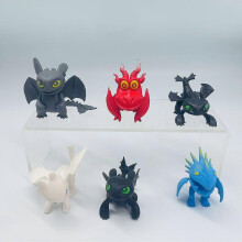 (6pcs) New variety of toothless figurines night light and wind flying poisonous teeth dolls figurines figurines sets birthday gifts