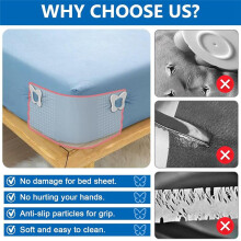 Bed Sheet Holder Lock for Thin Sheet,Fitted Sheets Strap Clips Gripper Keep Sheets Firm&Tight in Place Grey