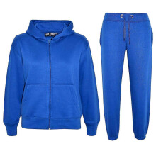(7-8 Years, Royal Blue) Kids Unisex Plain Hooded Zipped Tracksuit