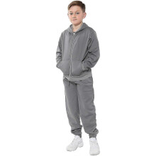(2-3 Years, Steel Grey) Kids Unisex Plain Hooded Zipped Tracksuit
