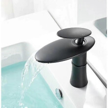 (Black - short) Waterfall Basin Faucet White Gold Hot Cold Mixer Basin Sink Tap Brass Black High Bathroom Mixer Crane Home Hardware Faucet