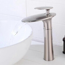 (Brushed - High) Waterfall Basin Faucet White Gold Hot Cold Mixer Basin Sink Tap Brass Black High Bathroom Mixer Crane Home Hardware Faucet