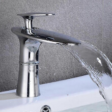 (Silver - short) Waterfall Basin Faucet White Gold Hot Cold Mixer Basin Sink Tap Brass Black High Bathroom Mixer Crane Home Hardware Faucet