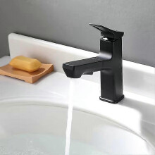 (Electroplated silver) Bathroom Kitchen Basin Faucet Single Handle Pull Out Spray Sink Tap Hot And Cold Water Crane Deck Mount Faucets