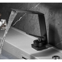 (Black) Bathroom Faucet White Water Faucet Basin Faucet Black Waterfall Water Bathroom Sink Faucet Bathroom Tap Basin