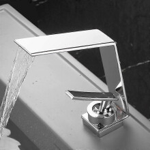(Silver) Bathroom Faucet White Water Faucet Basin Faucet Black Waterfall Water Bathroom Sink Faucet Bathroom Tap Basin
