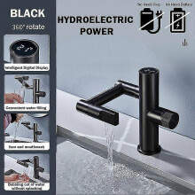 (Black) 1080 Degree Basin Faucet Modern Intelligent Digital Display Sink Faucet Bathroom Faucets Hot And Cold Water Mixer Tap
