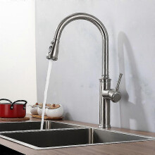(Brushed) 304 Stainless Steel Pull-out Kitchen Faucet Hot And Cold Mixed Faucet Household Kitchen Sink Faucet