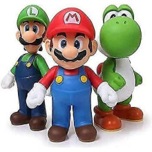 3pcs/set Mario Bros Figures Yoshi Mario Luigi Cake Toppers Cartoon Collection Playset Toys Ornament Decoration