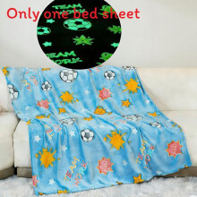 (Blue Ball, 150x200cm) Kids Cartoon Printed Fleece Blanket With Light Emission For Bedside Bedroom And