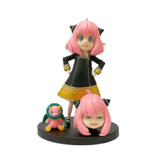 (Stand) Spyfamily Anya Forger Action Figure Toy Interchangeable Head Decor Ornaments With Base