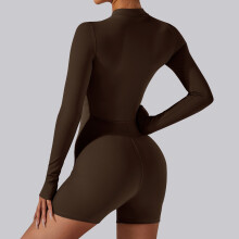 (Coffee Brown, L) Onepiece Activewear Compression With Toning Features For Home Exercise And Dance