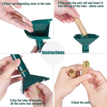 Coin Sorter Tubes Set of 4 with Coin Wrappers Assorted 100Pcs for Quarter, Dime, Nickel and Penny