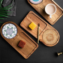 Coffee Tray Wood Plate Breakfast Tray for Serving Food Hospitality Coffeeware Teaware Decor Table Decoration Accessory A